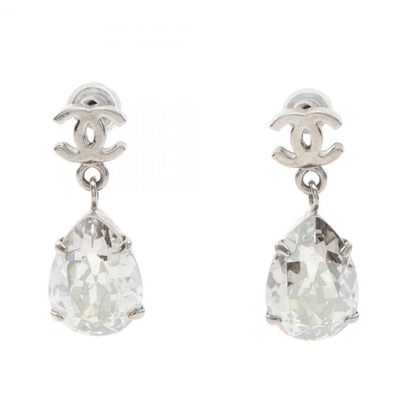 CHANEL White Logo Earrings